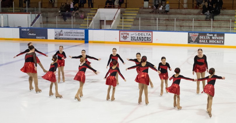 A youth synchro team doing an intersection
