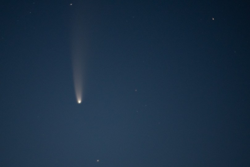 The comet NEOWISE in the night sky