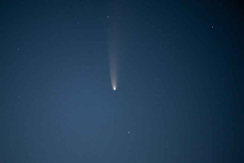 The comet NEOWISE in the night sky